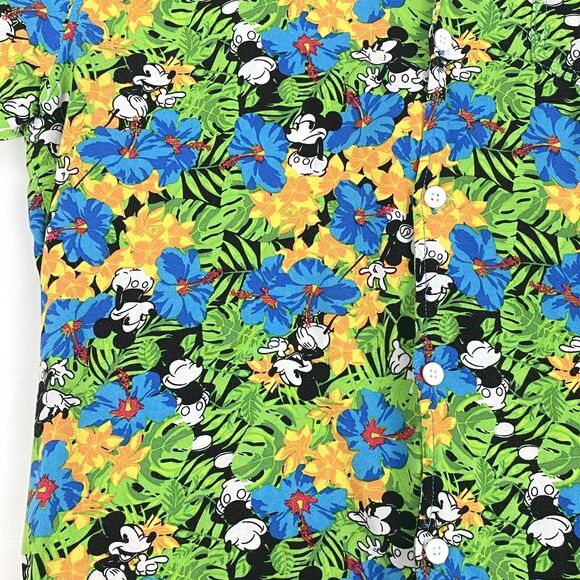 Disney Men's L Mickey Mouse Hawaiian Floral Short Sleeve Button Shirt - READ! - Picture 5 of 12